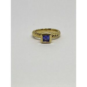 David Yurman 18K Yellow Gold Amethyst  Cable Ring Size - 6